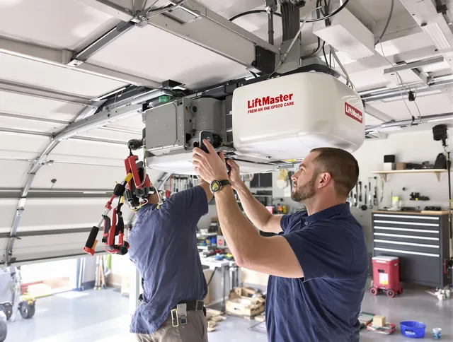 Wallingford Garage Door Repair technician performing advanced diagnostics on garage opener in Wallingford