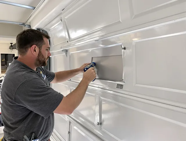 Garage door panel repair by Wallingford Garage Door Repair in Wallingford