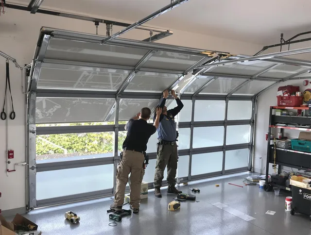 Wallingford Garage Door Repair expert performing precise panel replacement on Wallingford garage door