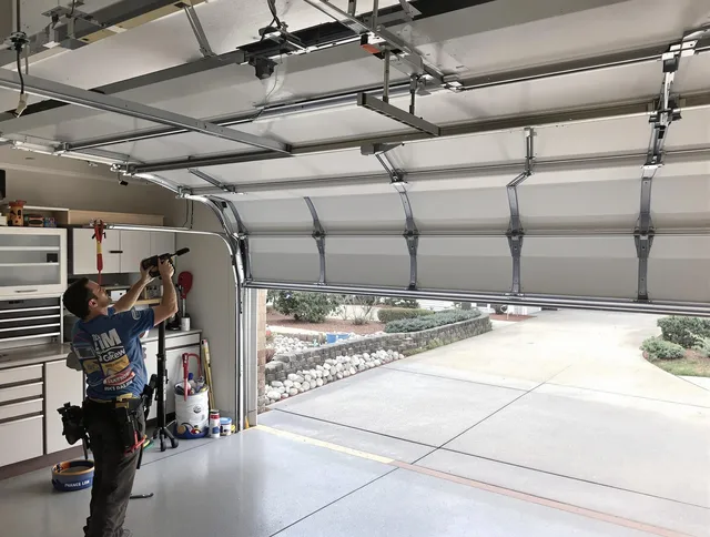 Garage door track repair service by Wallingford Garage Door Repair in Wallingford